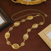 1pc Ladies' Bohemian & Western Style Carved Flower & Geometric Pattern Vintage Waist Chain, Casual And Fashionable Jewelry Acces