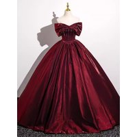 Red Wine Color Evening Gown Wedding Dress Female Solo Performance High-End Sensation Singing Performance KTV Wedding Date