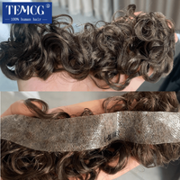 Curly Hair Realistic Front Hairline 100% Natural Human Hair Toupee For Men V Style Front man wig WithThin Skin PU Base Man Wig