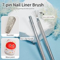 7 Pin Nail Art Liner Brush 3D Design Stripe Painting Gel Brushes Stainless Steel Multi-function DIY Liner Drawing Manicure Tools
