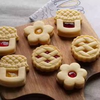 Jam Sandwich Cookie Cutter Biscuit Mold 3D Plastic Pressable Fondant Cookie Stamp New Year Cake Decor Baking Supplies
