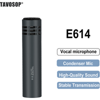 TAVOSOP High Quality E614 Condenser Instrument Microphone Cardioid Instrument Mic with Clamp Mount 1 Piece for Drum Set