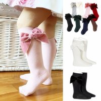 Chaussettes de Noël en coton avec nœud papillon pour enfants, chaussettes hautes pour tout-petits, chaussettes longues pour enfants, chaussettes tubulaires espagnoles pour bébés filles, hiver et