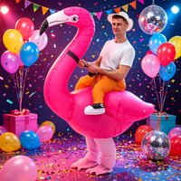 Halloween Inflatable Riding Flamingo Costume, Bright Red Funny Style, Party Pool Dress-Up Fun Prop Costume