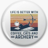 Vintage Life is better with coffee cats and archery black cat Pin Buttons Brooches Jewelry Accessory Customize Brooch Fashio