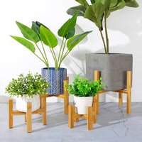 Wood Flower Pot Holder Creative Wooden Plant Stand for Vase Set Storage Shelf Natural Home Office Decor Display