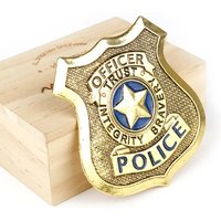 Cosplay POLICE Badge for Women Men 2023 New Fashion Gold Color Metal Pins Cartoon Anime Movie Accessories Jewelry