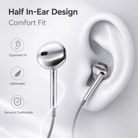 Kabelgebundene Kopfhörer, silberfarben, im Y2K-Stil, Typ-C-Anschluss, 3,5-mm-Anschluss, In-Ear-Kopfhörer mit integrierter Fernbedienung für Anrufe, kompatibel mit iPhone und Android.