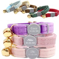 Personalized Cat Collar Name Velvet Safety Breakaway Collar for Cat Kitten Necklace Customized Collars Bell for Small Dog Puppy