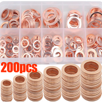 M6 M8 M10 M12 M14 Copper Washer Flat O Ring Sealing Gasket Sump Plug Oil for Automotive Repair Fasteners Washers Assortment Kit