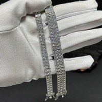 Nuoya Hot Selling 3MM Double Row Cubic Zirconia Tennis Bracelet Silver Gold Plated Wholesale Hip Hop Chain Jewelry