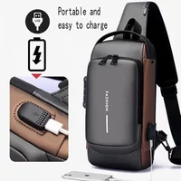 Mens Business Anti-Theft Sling Bag Waterproof Crossbody Backpack with Password Lock USB Charging Lightweight Travel Shoulder Bag