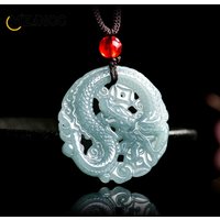 Natural Jadeite Blue Water Business Prosperity Through The Wealth of The Dragon Pendant Fashion Men and Women Lucky Amulet Gifts