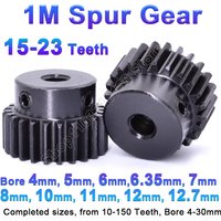 1Pc 1M 15T-23T Spur Gear Pinion Bore 4/5/6/6.35/7/8/10/11/12/12.7mm Model 1 Motor Gear With Step Blackened Transmission Parts