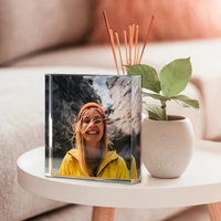 Custom Acrylic Anniversary Photo Block - Personalized Couple/Pet Photo Frame, Waterproof Valentine Gift for Girlfriend