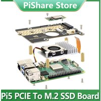 Raspberry Pi 5 PCIe to M.2 NVMe SSD Adapter Board (D) HAT Pi 5 Compatible with 2280-2260-2242-2230