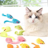 12Pcs Cat Toys Plush Mouse Set Random Color Simulation Fluffy Mouse Chew Resistant Self-Play Pet Supplies for Cats
