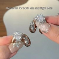 New Earrings For Ear Clip Earphone Rotating Flower Blossoms Shining Decorations Beautiful Earphone Accessories