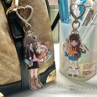 Cute Girl Aesthetic Acrylic Phone Charm Keychain Kawaii Keyring Designer Character Art Decorative Hanging Ornament For Phone