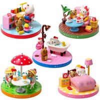 Re-ment Hello Kitty Happy Life Blind Box Cartoon Character Miniature Scene Figure for Collection Desk Decor Kids Birthday Gift