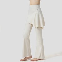 Women's High-Waisted Slim Fit Pilates Fitness Leggings Fake Two-Piece Sports Trousers with Micro-Flare Skirts for Hip-Lifting