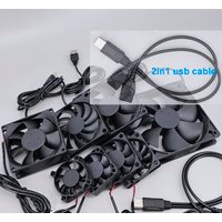 2 in 1 USB 40mm 50mm 60mm 80mm 90mm 120mm DC 5V Powered Dual 2pcs USB Fans with connector Cable for AV Receiver DVR Cooling