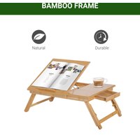 HOMCOM Portable Laptop Desk Notebook Tray PC Bed Table with Drawer Adjustable & Foldable (55L x 35W x 22-32.5H (cm))