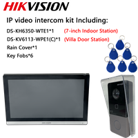 Hikvision Original IP Video Intercom Kit 7-inch TFT Touch Screen DS-KH6350-WTE1 DS-KV6113-WPE1(C) Includes Rain Cover Key Fobs