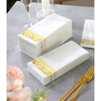 100PCS Disposable Napkins Table Paper Elegant Tissue Vintage Towel White Foil Gold Dish Bowl Birthday Wedding Party Decor