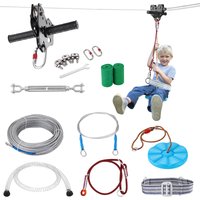 SucceBuy 60/80/100/120FT Zipline Kit Up to 500 lbs Backyard Outdoor Playground Entertainment Stainless Steel Safety Harness Seat