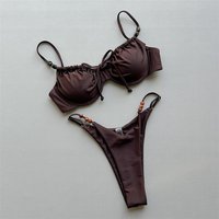 Dark Brown Bead String Swimwear Sexy Push Up Bikinis Sets Micro Thong Swimsuit Women Brazilian Bikini 2026 Mujer Swimming Suit