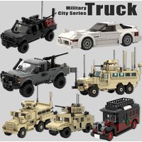 MOC City Street View Transportation Vehicle Military Truck Building Blocks Gun Armored Car Gifts Christmas Bricks Toys Gifts