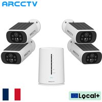 Kit de caméra Wifi solaire ARCCTV 4MP, système de surveillance HD, détection humanoïde, sirène d'alarme, audio bidirectionnel, ensemble de caméras sans fil pour extérieur