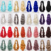 Soowee Curly Long Synthetic Hair Green Wig Hairpiece Pink Black Party Hair Cosplay Wigs for Women