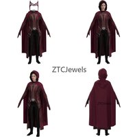 Scarlet Witch Cosplay-Kostüm Wanda Maximoff Roter Umhang Overall mit Kopfbedeckung Halloween-Party-Outfit