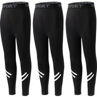 3/1 set of children's solid color elastic slim fit sports leggings for boys and girls comfortable yoga pants running casual pant
