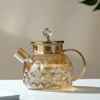 1/1.8L Glass Tea pot With Lid and Filter Champagne Tea Kettle Cold and heat resistant Tea maker For Blooming Tea Fruit Tea Amber