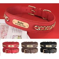 Collier de chien personnalisé en cuir Durable, colliers d'identification avec étiquette de nom Anti-perte, accessoires de chaîne pour petits, moyens et grands chiens