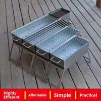 Portable Outdoor BBQ Grill Carbon Charcoal Cooking Stove Full Set Single Person Use Foldable Wood Charcoal Skewer Kitchen Tool