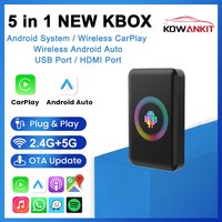 Boîtier Android 14 4+64G CarPlay sans fil Ai Box Kowankit Smart 5 en 1 HDMI Plug & Play Android Auto Car Tv Box pour Netflix YouTube 2026