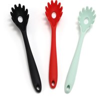 11.2 inch Pasta Fork Premium Silicone Spaghetti Strainer Heat Resistant Noodle Spoon Server Food Grade Kitchen Cooking Tools
