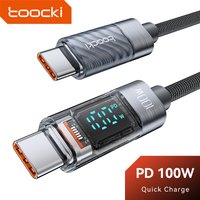 Toocki 6A 100W Transparent Type C to USB C Fast Charge Display Cable USB A To Type C For Macbook Xiaomi Samsung Poco Realme