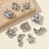 10pcs/lot High Polished Chic Sun Heart DIY Bracelet Charms Women Star Moon Flower Zinc Alloy Pendants Necklace Making Jewelry