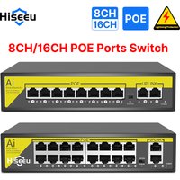 Hiseeu, commutateur PoE Ethernet 48 V, 8/16 ports, 10/100 Mbps, conforme à la norme IEEE 802.3 AF/AT, pour système de caméras de sécurité IP/CCTV et points d’accès sans fil.