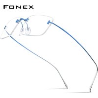 FONEX tytanowe oprawki do okularów mężczyźni marka Design kwadratowe okulary bez oprawek wysokiej jakości bezramowe ultralekkie okulary 85871