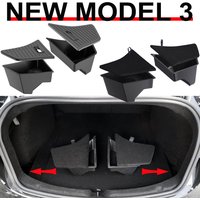 For 2025 2026 Tesla Model 3 Trunk Storage Bins Rear Trunk Organizer Waterproof Trunk Side Box with Carpeted TPE Lids Accessories