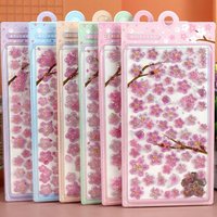 New Solid Crystal Sakura Crystal Stickers DIY Journaling Decals Toy Drop 3D Relief Stickers Decorative Stickers Scrapbooking