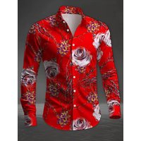New men's flower pattern 3D printed shirt with butterfly high-quality casual long sleeved shirt and lapel top