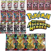 4 Pack Pokemon TCG Booster Pack English Phantasmal Flames Black Bolt Ascended Heroes Mega Rare Trading Cards for Collection Gift