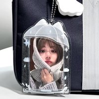 1/2pcs Cute Kpop Photocard Holder Y2K PhotoCard Holder Charm Holders Kawaii Photo Card Keychain ID Bus Card Holders